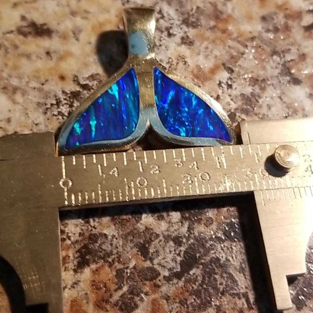 14kt Opal Whale Tail Pendant - Picture 5 of 5